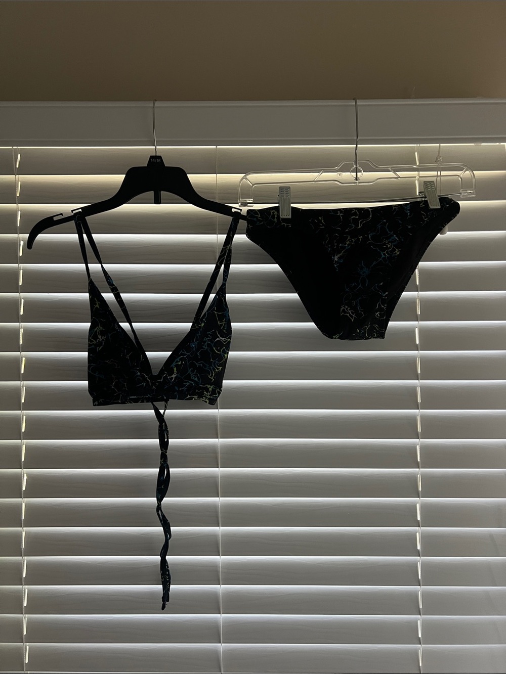 Women's Black Lightning Bikini Top & Bottom Set Sleek Triangle Swimwear Size XS